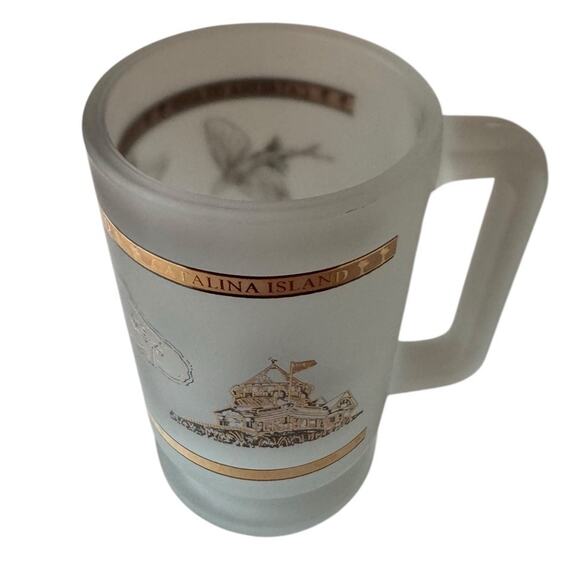 Catalina Island California Frosted Glass Beer Bar Mug Heavy 22K Gold Los Angeles - Picture 2 of 8